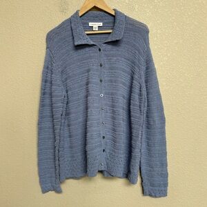 Coldwater Creek Light‎ Blue Open Knit Button Front Cardigan Sweater Women’s XL